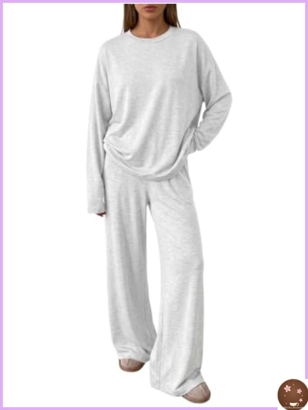Trendy Queen Women's 2 Piece Lounge Set Oversized Top Wide Leg Pants
